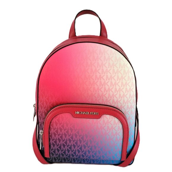 Michael Kors Jaycee Medium Zip Pocket Backpack MK Dark Raspberry Multi Ombre - Picture 2 of 8